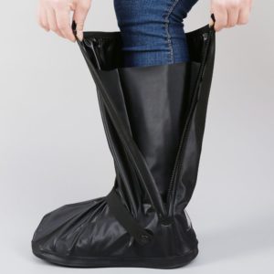 Black pvc rain boot covers, opening detail