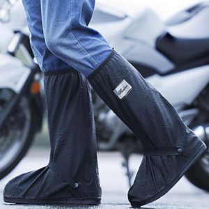Black pvc rain boot covers, motorcycle use illustration