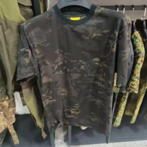 Black CP camouflage cotton tactical T-shirt, front view Black CP camouflage cotton tactical T-shirt, front view