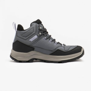 Quechua MH100 women’s grey hiking boot – inner side Grey Quechua MH100 women’s hiking boot, inner side view with black toe guard