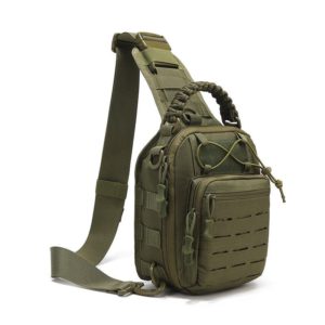 Green tactical chest sling bag front view Green tactical chest sling bag front view
