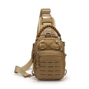 Khaki tactical chest sling bag front view