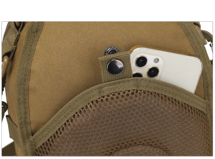 Khaki tactical chest sling bag rear mesh pocket Khaki tactical chest sling bag rear mesh pocket